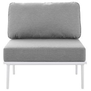Modway Furniture Stance Outdoor Patio Armless Chair by Modway - Stylish Aluminum Frame with All-Weather Comfort EEI-5568-WHI-GRY