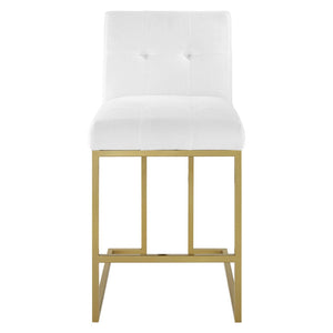 Modway Furniture Privy Upholstered Fabric Counter Stool Set of 2 - Modern Glamour for Chic Dining and Entertaining Gold White EEI-5571-GLD-WHI