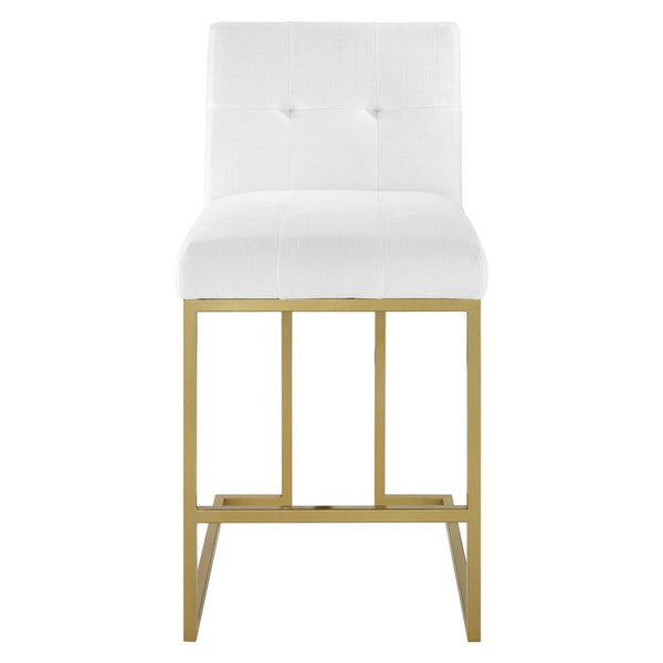 Modway Furniture Privy Upholstered Fabric Counter Stool Set of 2 - Modern Glamour for Chic Dining and Entertaining Gold White EEI-5571-GLD-WHI