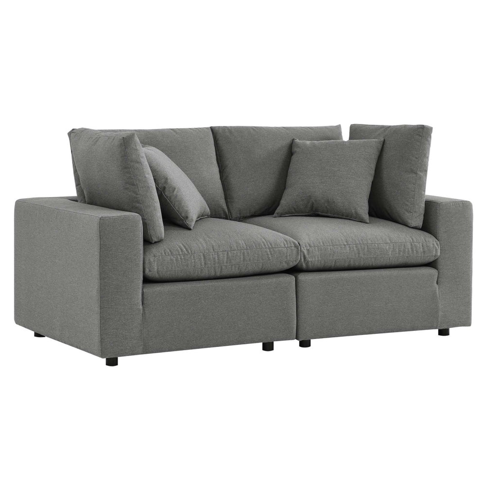 Modway Furniture Commix Overstuffed Outdoor Patio Loveseat - Plush Comfort, Weather-Resistant, Durable Design for Relaxing Charcoal EEI-5576-CHA