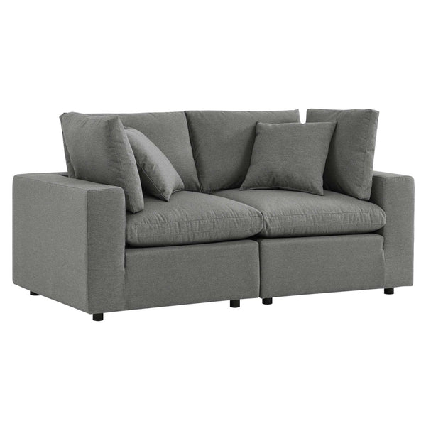 Modway Furniture Commix Overstuffed Outdoor Patio Loveseat - Plush Comfort, Weather-Resistant, Durable Design for Relaxing Charcoal EEI-5576-CHA