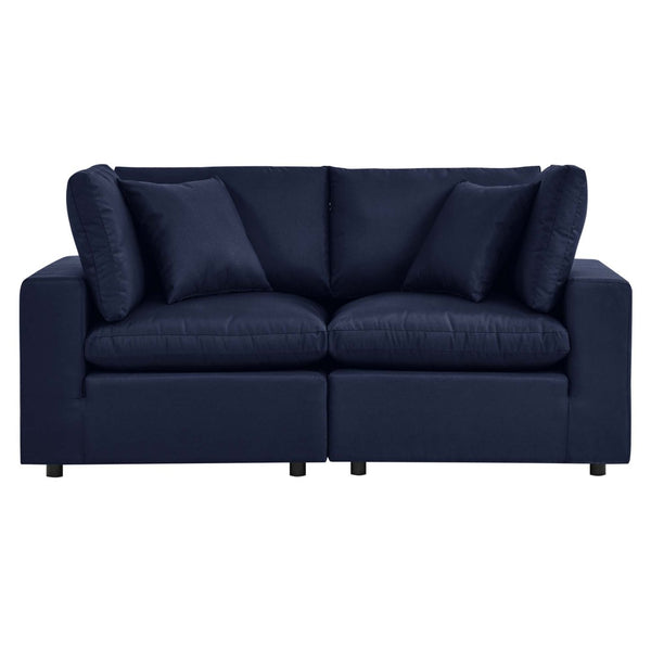 Modway Furniture Commix Overstuffed Outdoor Patio Loveseat - Plush Comfort, Weather-Resistant, Durable Design for Relaxing Navy EEI-5576-NAV