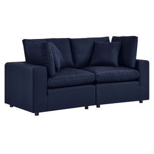 Modway Furniture Commix Overstuffed Outdoor Patio Loveseat - Plush Comfort, Weather-Resistant, Durable Design for Relaxing Navy EEI-5576-NAV