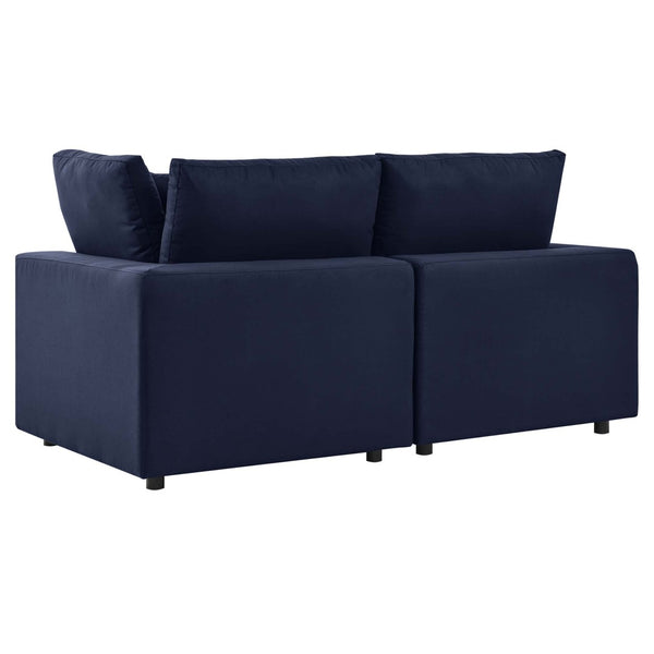 Modway Furniture Commix Overstuffed Outdoor Patio Loveseat - Plush Comfort, Weather-Resistant, Durable Design for Relaxing Navy EEI-5576-NAV