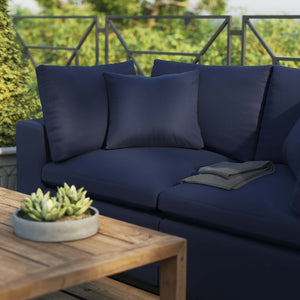 Modway Furniture Commix Overstuffed Outdoor Patio Loveseat - Plush Comfort, Weather-Resistant, Durable Design for Relaxing Navy EEI-5576-NAV