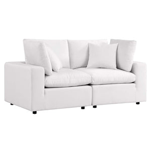 Modway Furniture Commix Overstuffed Outdoor Patio Loveseat - Plush Comfort, Weather-Resistant, Durable Design for Relaxing White EEI-5576-WHI