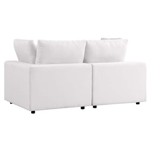 Modway Furniture Commix Overstuffed Outdoor Patio Loveseat - Plush Comfort, Weather-Resistant, Durable Design for Relaxing White EEI-5576-WHI