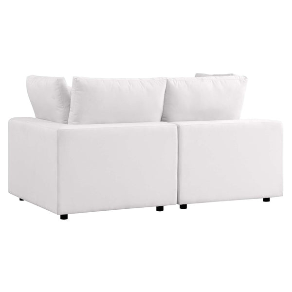 Modway Furniture Commix Overstuffed Outdoor Patio Loveseat - Plush Comfort, Weather-Resistant, Durable Design for Relaxing White EEI-5576-WHI