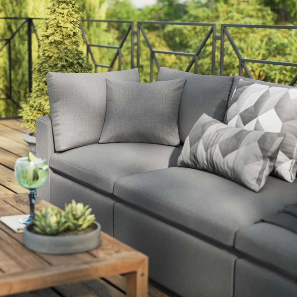 Modway Furniture Commix Overstuffed Outdoor Patio Sofa by Modway - Plush Comfort, All-Weather Durability for Relaxation Charcoal EEI-5578-CHA