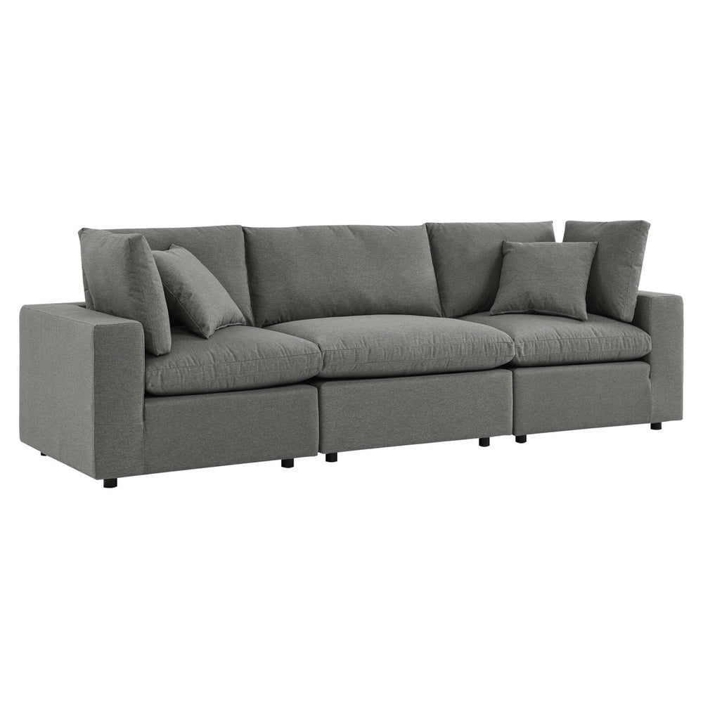 Modway Furniture Commix Overstuffed Outdoor Patio Sofa by Modway - Plush Comfort, All-Weather Durability for Relaxation Charcoal EEI-5578-CHA