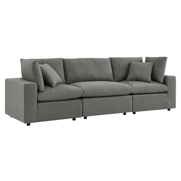 Modway Furniture Commix Overstuffed Outdoor Patio Sofa by Modway - Plush Comfort, All-Weather Durability for Relaxation Charcoal EEI-5578-CHA