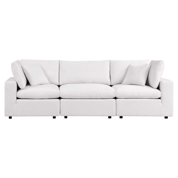 Modway Furniture Commix Overstuffed Outdoor Patio Sofa by Modway - Plush Comfort, All-Weather Durability for Relaxation White EEI-5578-WHI