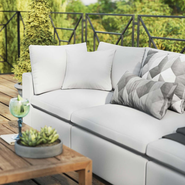 Modway Furniture Commix Overstuffed Outdoor Patio Sofa by Modway - Plush Comfort, All-Weather Durability for Relaxation White EEI-5578-WHI