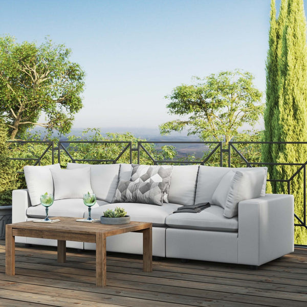 Modway Furniture Commix Overstuffed Outdoor Patio Sofa by Modway - Plush Comfort, All-Weather Durability for Relaxation White EEI-5578-WHI