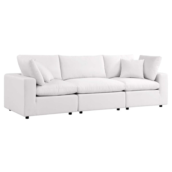 Modway Furniture Commix Overstuffed Outdoor Patio Sofa by Modway - Plush Comfort, All-Weather Durability for Relaxation White EEI-5578-WHI
