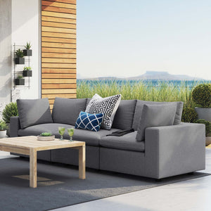 Modway Furniture Commix Sunbrella® Outdoor Patio Sofa - Stylish Three-Seater with Plush Cushions for Ultimate Comfort Gray EEI-5579-SLA