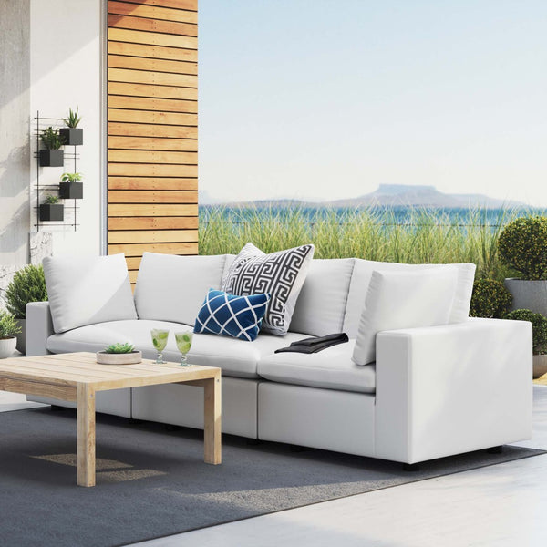 Modway Furniture Commix Sunbrella® Outdoor Patio Sofa - Stylish Three-Seater with Plush Cushions for Ultimate Comfort White EEI-5579-WHI