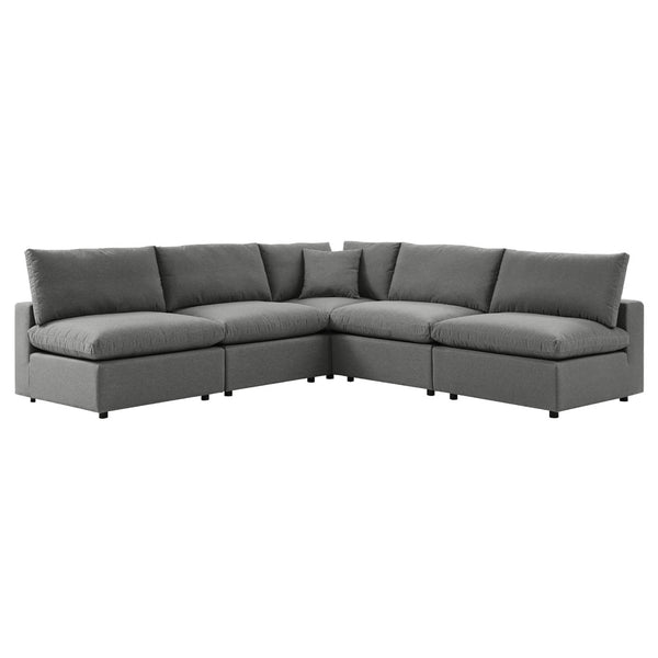 Modway Furniture Commix 5-Piece Outdoor Patio Sectional Sofa – Modern Comfort with Weather-Resistant Durability Charcoal EEI-5587-CHA
