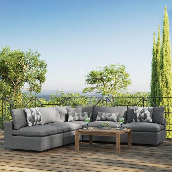 Modway Furniture Commix 5-Piece Outdoor Patio Sectional Sofa – Modern Comfort with Weather-Resistant Durability Charcoal EEI-5587-CHA