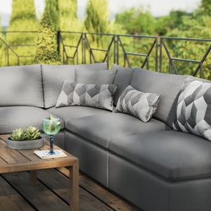 Modway Furniture Commix 5-Piece Outdoor Patio Sectional Sofa – Modern Comfort with Weather-Resistant Durability Charcoal EEI-5587-CHA