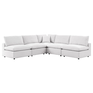 Modway Furniture Commix 5-Piece Outdoor Patio Sectional Sofa – Modern Comfort with Weather-Resistant Durability White EEI-5587-WHI