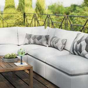 Modway Furniture Commix 5-Piece Outdoor Patio Sectional Sofa – Modern Comfort with Weather-Resistant Durability White EEI-5587-WHI