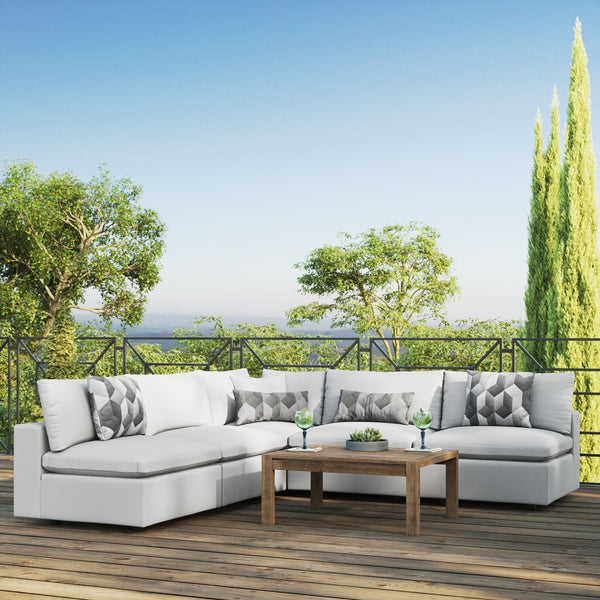 Modway Furniture Commix 5-Piece Outdoor Patio Sectional Sofa – Modern Comfort with Weather-Resistant Durability White EEI-5587-WHI