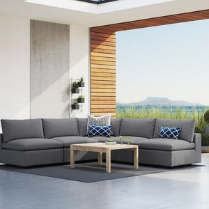Modway Furniture Commix 5-Piece Sunbrella® Outdoor Sectional Sofa Set for Stylish, Comfortable Lounging and Entertaining Gray EEI-5588-SLA