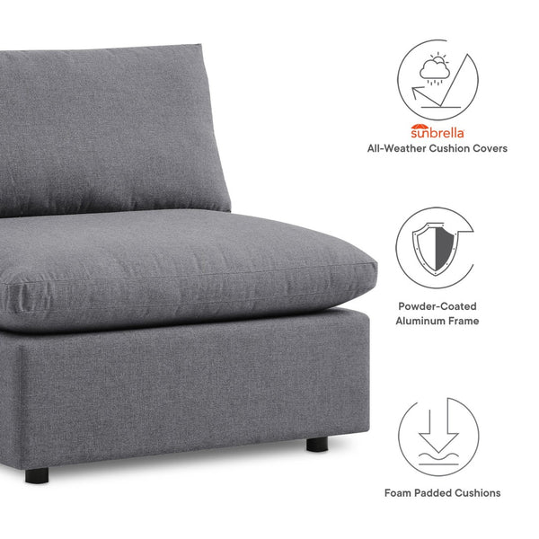 Modway Furniture Commix 5-Piece Sunbrella® Outdoor Sectional Sofa Set for Stylish, Comfortable Lounging and Entertaining Gray EEI-5588-SLA