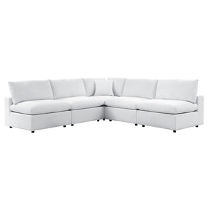 Modway Furniture Commix 5-Piece Sunbrella® Outdoor Sectional Sofa Set for Stylish, Comfortable Lounging and Entertaining White EEI-5588-WHI