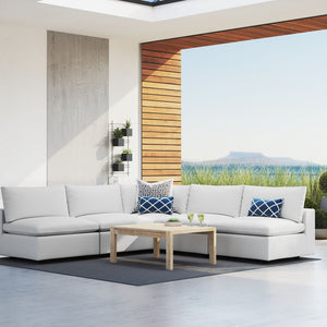 Modway Furniture Commix 5-Piece Sunbrella® Outdoor Sectional Sofa Set for Stylish, Comfortable Lounging and Entertaining White EEI-5588-WHI