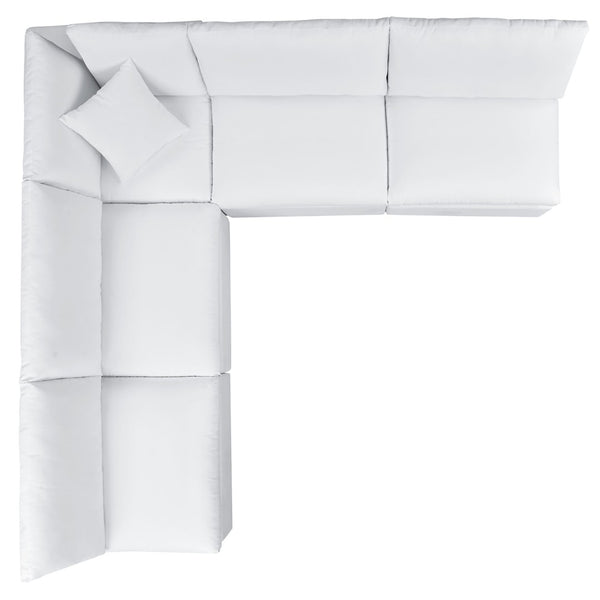 Modway Furniture Commix 5-Piece Sunbrella® Outdoor Sectional Sofa Set for Stylish, Comfortable Lounging and Entertaining White EEI-5588-WHI