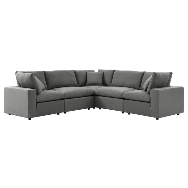 Modway Furniture Commix 5-Piece Outdoor Patio Sectional Sofa – Comfortable, Modular Design for Stylish Entertaining Charcoal EEI-5589-CHA