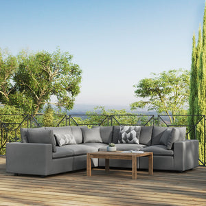 Modway Furniture Commix 5-Piece Outdoor Patio Sectional Sofa – Comfortable, Modular Design for Stylish Entertaining Charcoal EEI-5589-CHA