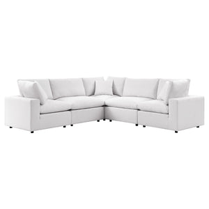 Modway Furniture Commix 5-Piece Outdoor Patio Sectional Sofa – Comfortable, Modular Design for Stylish Entertaining White EEI-5589-WHI