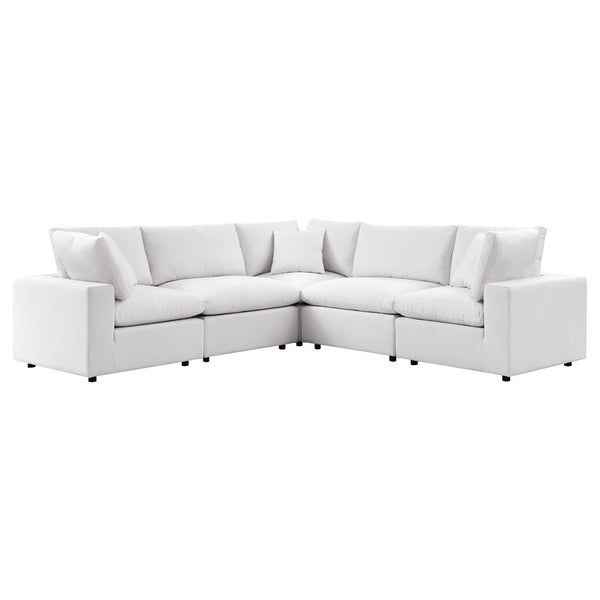 Modway Furniture Commix 5-Piece Outdoor Patio Sectional Sofa – Comfortable, Modular Design for Stylish Entertaining White EEI-5589-WHI