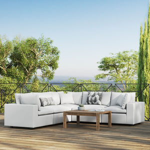 Modway Furniture Commix 5-Piece Outdoor Patio Sectional Sofa – Comfortable, Modular Design for Stylish Entertaining White EEI-5589-WHI