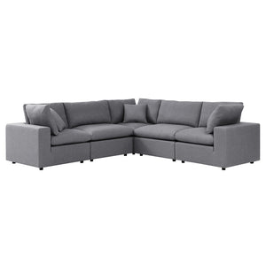 Modway Furniture Commix 5-Piece Sunbrella® Outdoor Sectional Sofa - Modern, Durable, All-Weather Comfort for Patios Gray EEI-5590-SLA