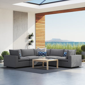 Modway Furniture Commix 5-Piece Sunbrella® Outdoor Sectional Sofa - Modern, Durable, All-Weather Comfort for Patios Gray EEI-5590-SLA