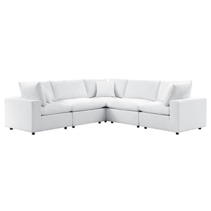 Modway Furniture Commix 5-Piece Sunbrella® Outdoor Sectional Sofa - Modern, Durable, All-Weather Comfort for Patios White EEI-5590-WHI