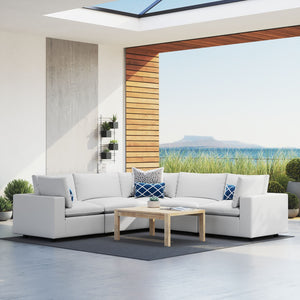 Modway Furniture Commix 5-Piece Sunbrella® Outdoor Sectional Sofa - Modern, Durable, All-Weather Comfort for Patios White EEI-5590-WHI