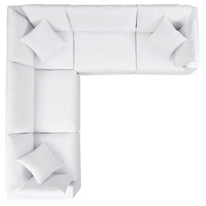 Modway Furniture Commix 5-Piece Sunbrella® Outdoor Sectional Sofa - Modern, Durable, All-Weather Comfort for Patios White EEI-5590-WHI
