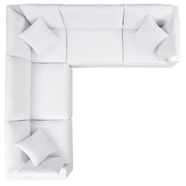 Modway Furniture Commix 5-Piece Sunbrella® Outdoor Sectional Sofa - Modern, Durable, All-Weather Comfort for Patios White EEI-5590-WHI