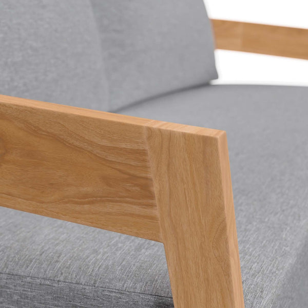 Modway Furniture Brisbane Teak Wood Outdoor Patio Loveseat – Durable Comfort with Weather-Resistant Cushions for Relaxation Natural Gray EEI-5601-NAT-GRY