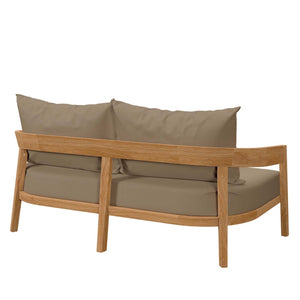 Modway Furniture Brisbane Teak Wood Outdoor Patio Loveseat – Durable Comfort with Weather-Resistant Cushions for Relaxation Natural Light Brown EEI-5601-NAT-LBR