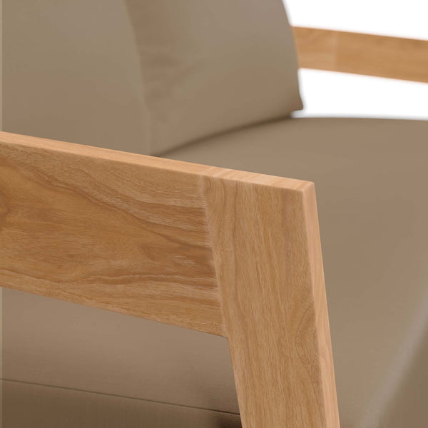 Modway Furniture Brisbane Teak Wood Outdoor Patio Loveseat – Durable Comfort with Weather-Resistant Cushions for Relaxation Natural Light Brown EEI-5601-NAT-LBR