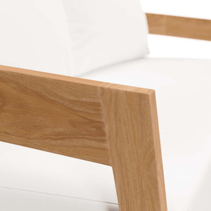 Modway Furniture Brisbane Teak Wood Outdoor Patio Loveseat – Durable Comfort with Weather-Resistant Cushions for Relaxation Natural White EEI-5601-NAT-WHI