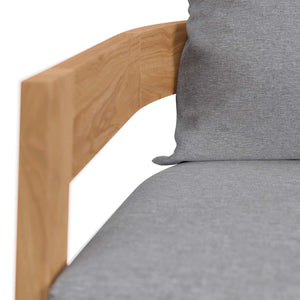 Modway Furniture Brisbane Teak Wood Outdoor Patio Armchair – Modern Comfort with Durable Weather-Ready Cushions Natural Gray EEI-5602-NAT-GRY