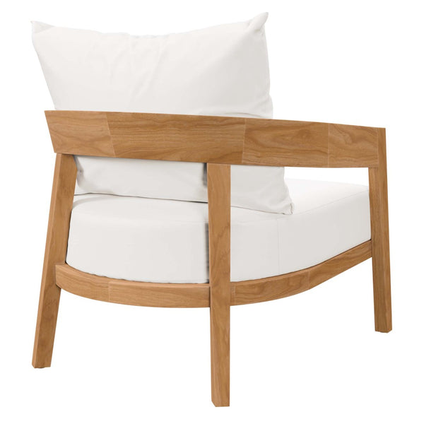 Modway Furniture Brisbane Teak Wood Outdoor Patio Armchair – Modern Comfort with Durable Weather-Ready Cushions Natural White EEI-5602-NAT-WHI