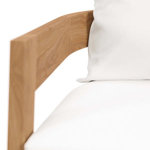 Modway Furniture Brisbane Teak Wood Outdoor Patio Armchair – Modern Comfort with Durable Weather-Ready Cushions Natural White EEI-5602-NAT-WHI